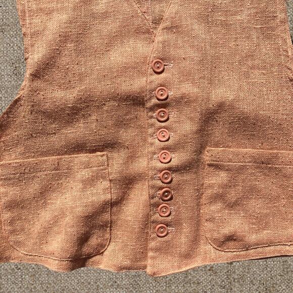 Vintage 1970s camel brown sleeveless vest buttons, light academia preppy - Picture 3 of 8